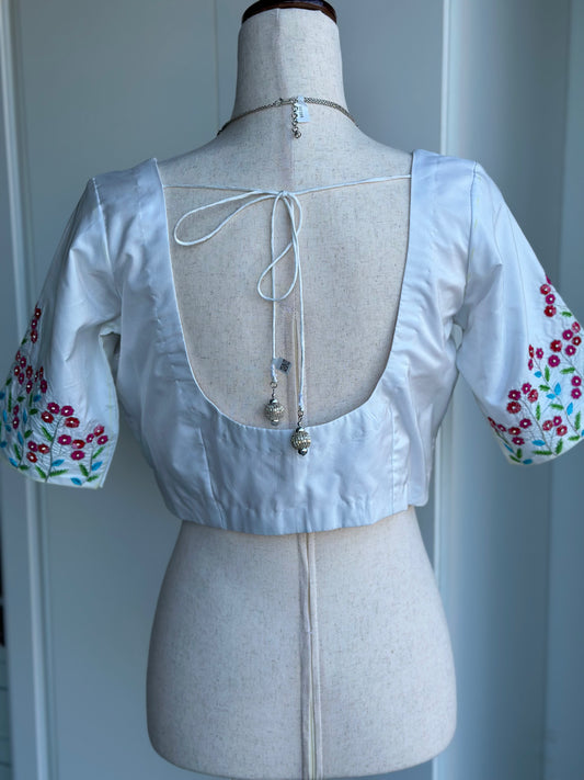 White embroidery saree blouse | Maggam work blouse | White color blouse