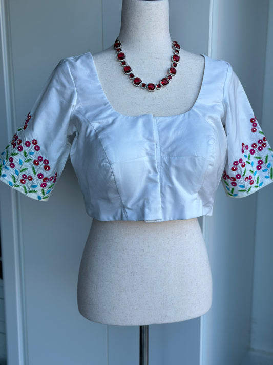 White embroidery saree blouse | Maggam work blouse | White color blouse