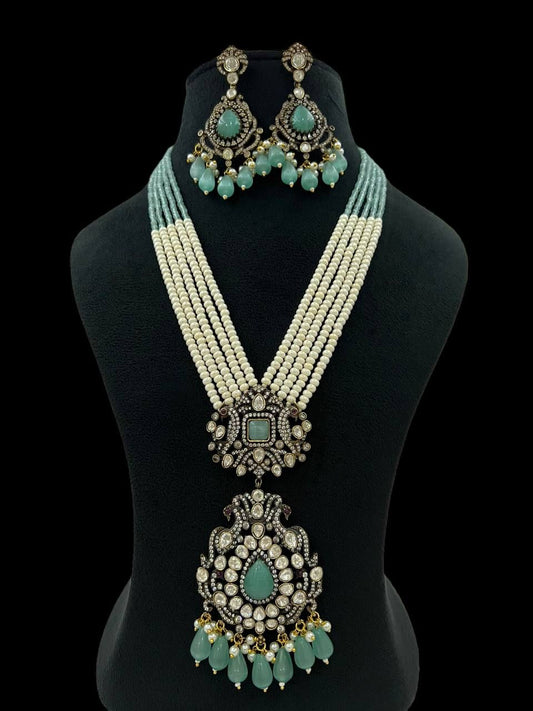 Moissanite Victorian pendant necklace | latest Indian jewelry