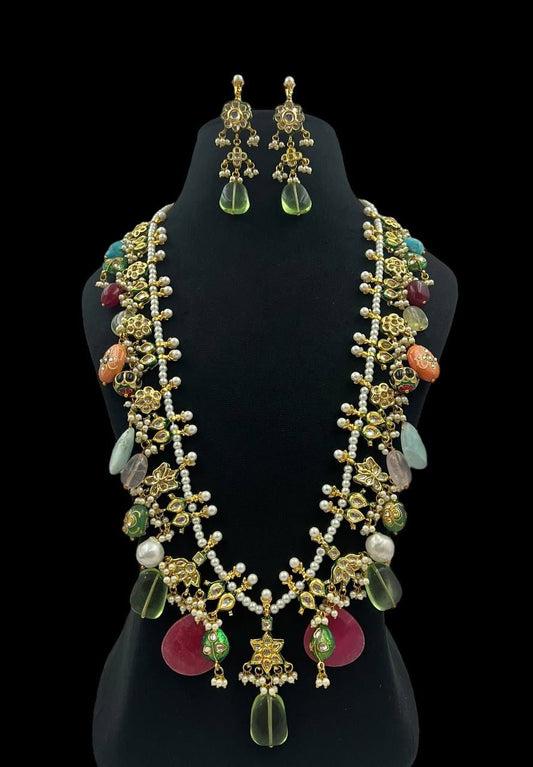 Navaratan long necklace | Indian jewelry in USA