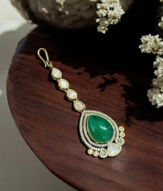Moissanite Kundan Maang Tikka