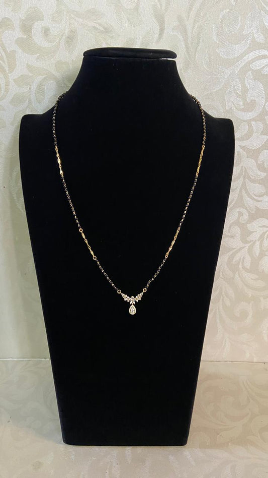 AD Pendant Simple Mangalasutra | Traditional Black Bead Necklace