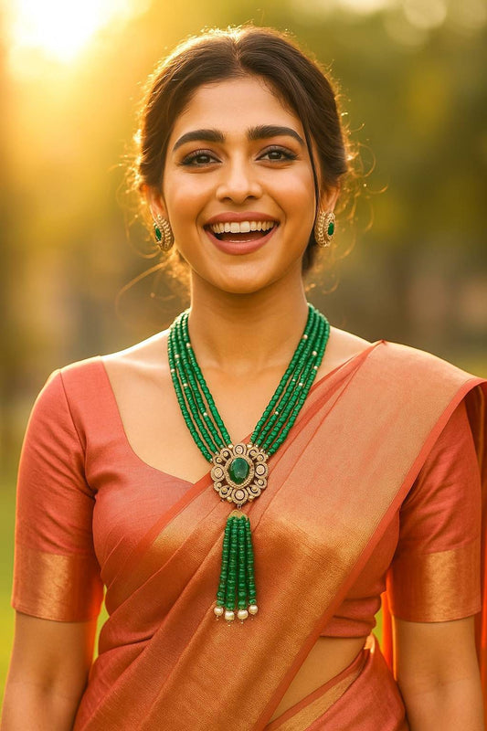 Victorian Pendant Beads Necklace With Studs | Indian Jewelry in USA