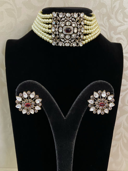 Victorian pendant choker | Pearls choker | Indian jewelry in USA