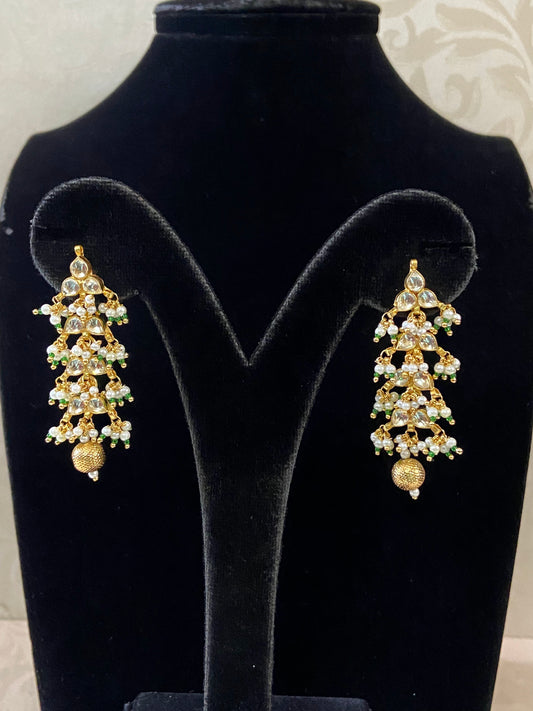 Ahmedabadi Kundan earrings | Pachi kundan earrings