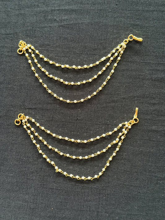 3Line Pearl Ear chains | Hair accessories | Champaswaralu
