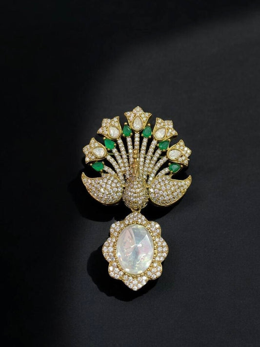 Victorian Peacock Brooch | Multipurpose Pin | Indian Jewelry