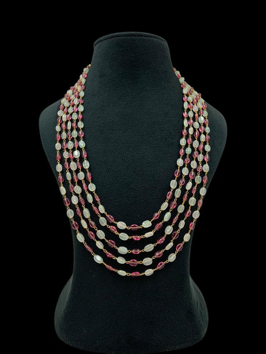 Pink Green Onyx Beads Necklace | Indian jewelry