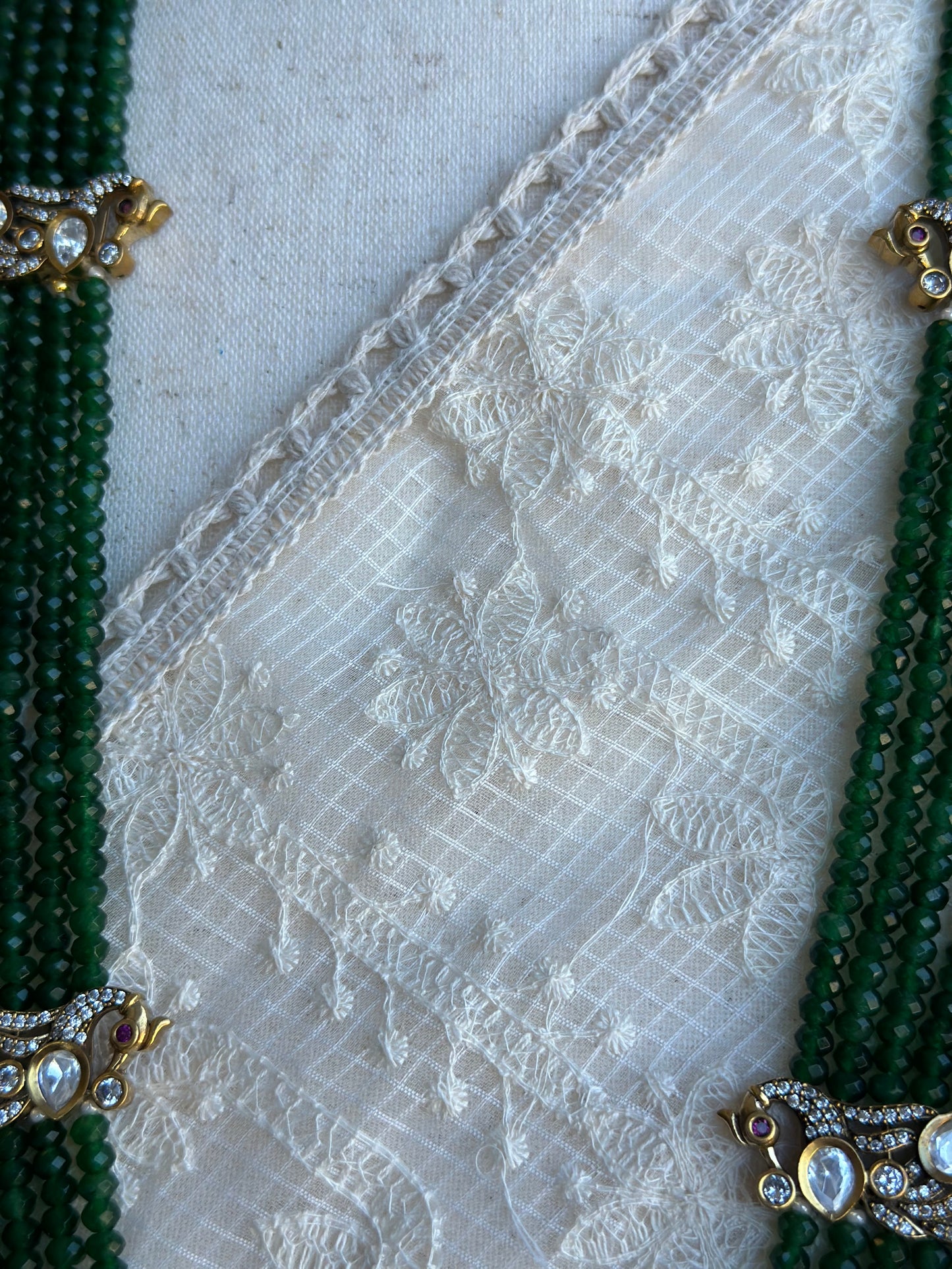 Off white Luknowi embroidery dupatta