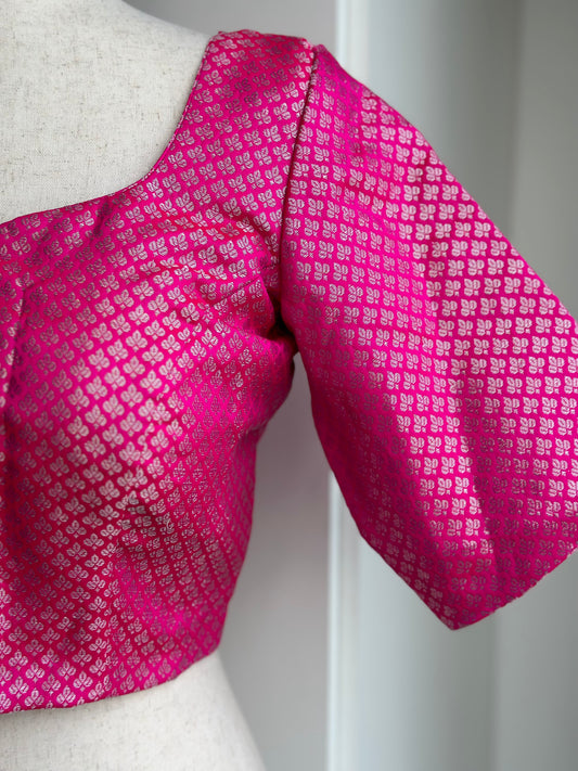 Pink silver brocade blouse | Saree blouses in USA