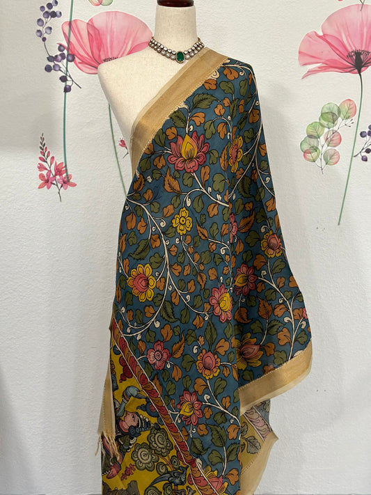 Pen Kalamkari dupatta | Partywear dupatta