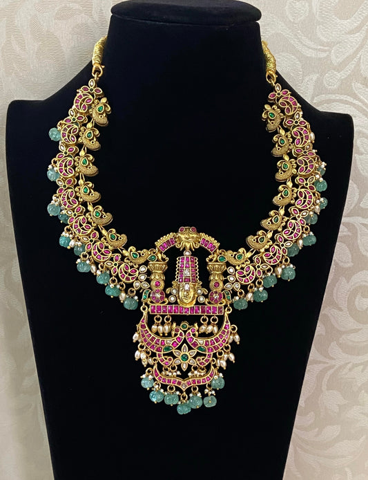 Jadau kundan Balaji necklace | Bridal jewelry