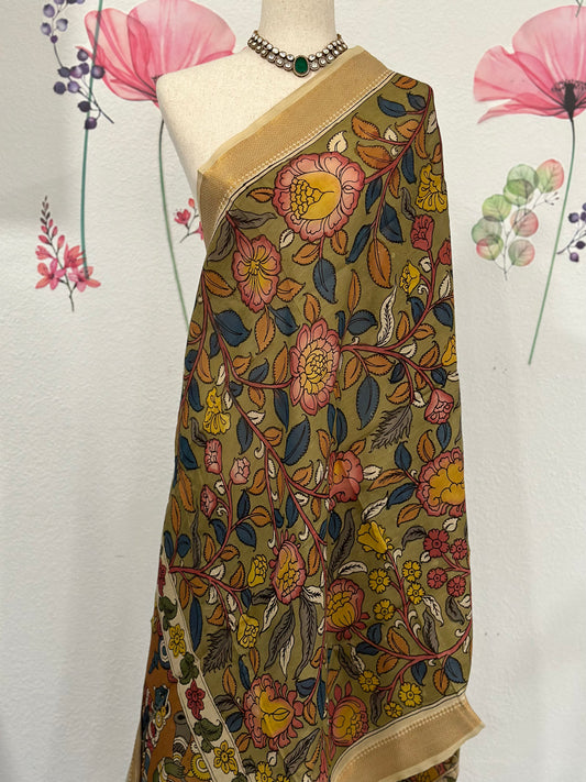 Pen Kalamkari dupatta | Partywear dupatta