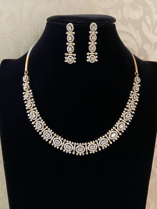 Cz necklace with earrings | Simple Indian jewelry