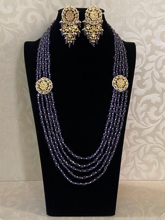 Ahmedabadi kundan necklace | purple beads necklace