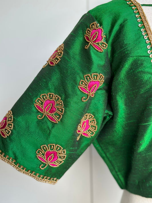 Rawsilk embroidery blouse | Readymade embroidery blouses in USA
