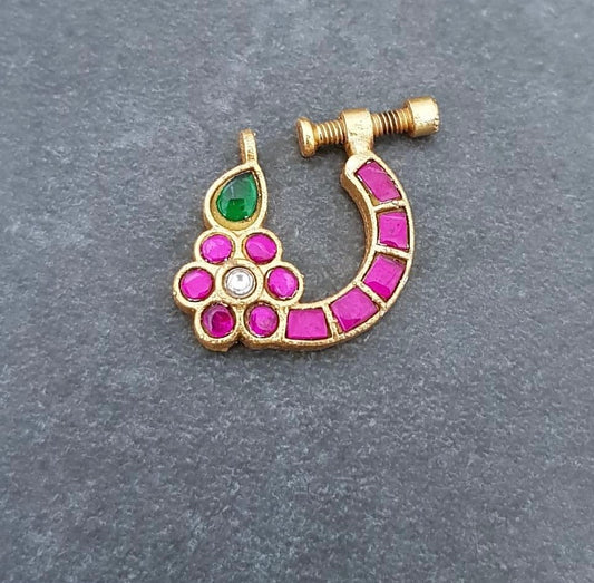 Antique Jadau Kundan Nath | Indian Nose Rin