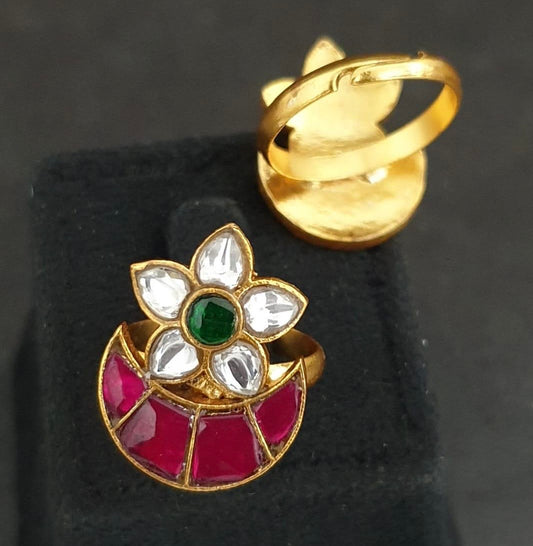 Antique Jadau Finger Ring | Adjustble Finger Ring