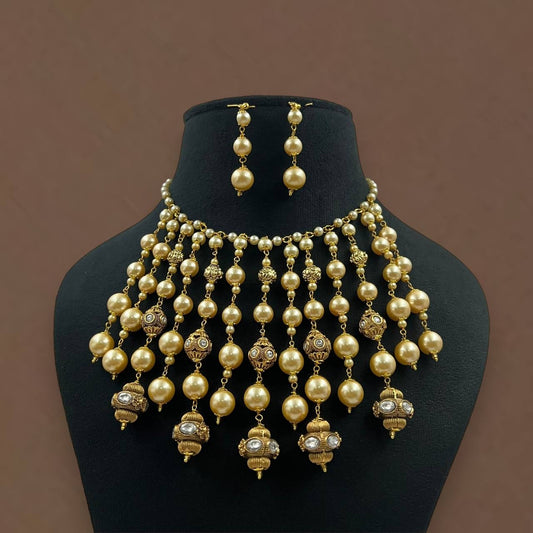 Antique Pearl Layered Necklace Set | Indian Jewelry In USA