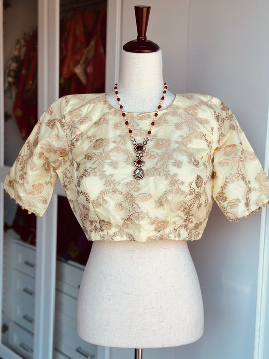 Cream brocade blouse | Saree blouses in USA