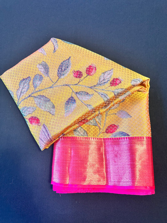 Brocade Kanchi saree with print | Sarees in USA