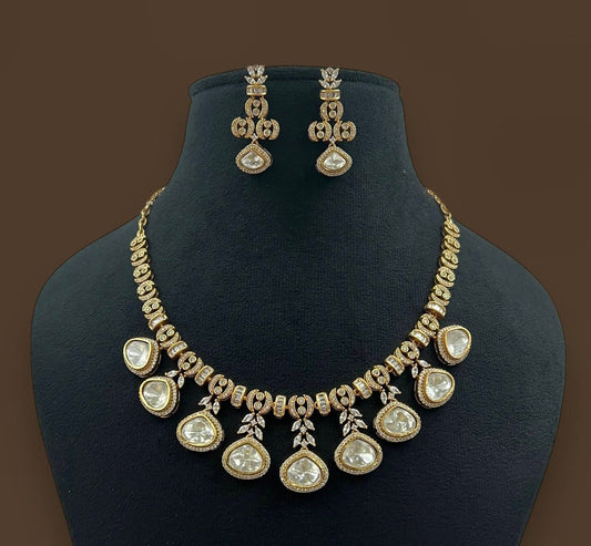 Moissanite Polki with ad necklace set
