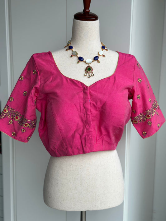 Pink embroidery blouse | Party wear blouse | Saree blouse