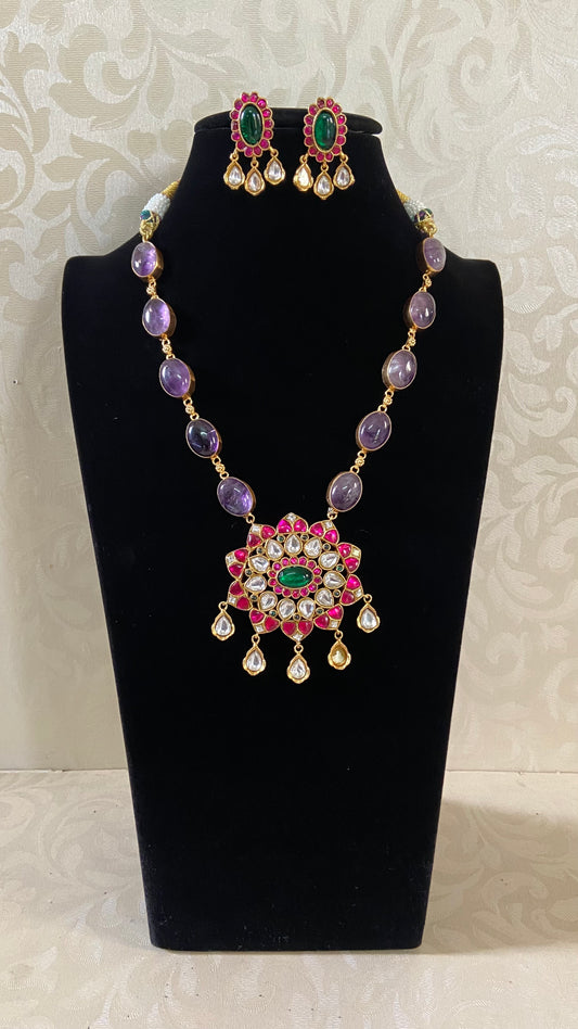 Natural stones Fusion Necklace | Indian Jewelry | Statement necklace