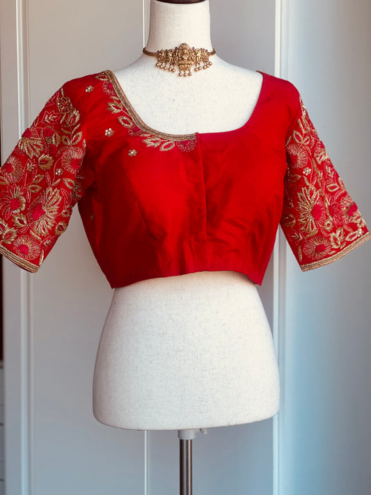 Red embroidery blouse | Bridal saree blouse | custom embroidery blouse