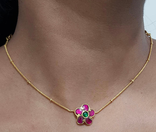 Jadau Kundan pendant necklace | Simple chain