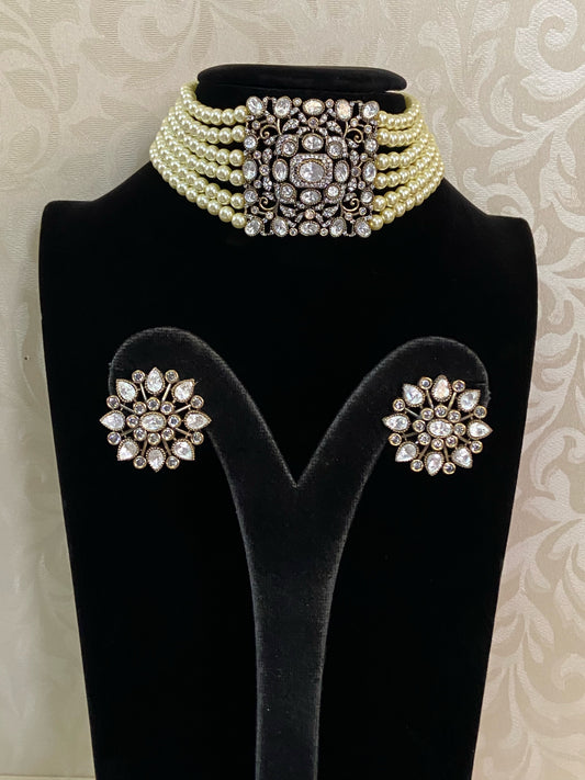 Victorian pendant choker | Pearls choker | Indian jewelry in USA