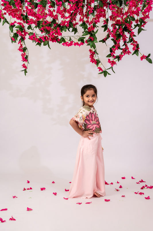 Baby Pink Girls Top & palazzo