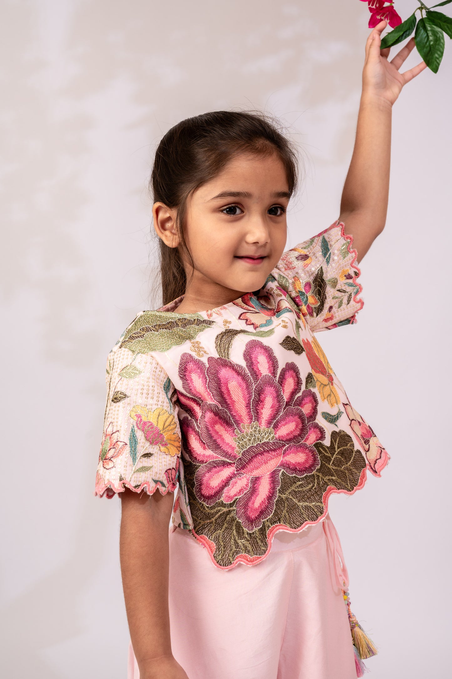 Baby Pink Girls Top & palazzo