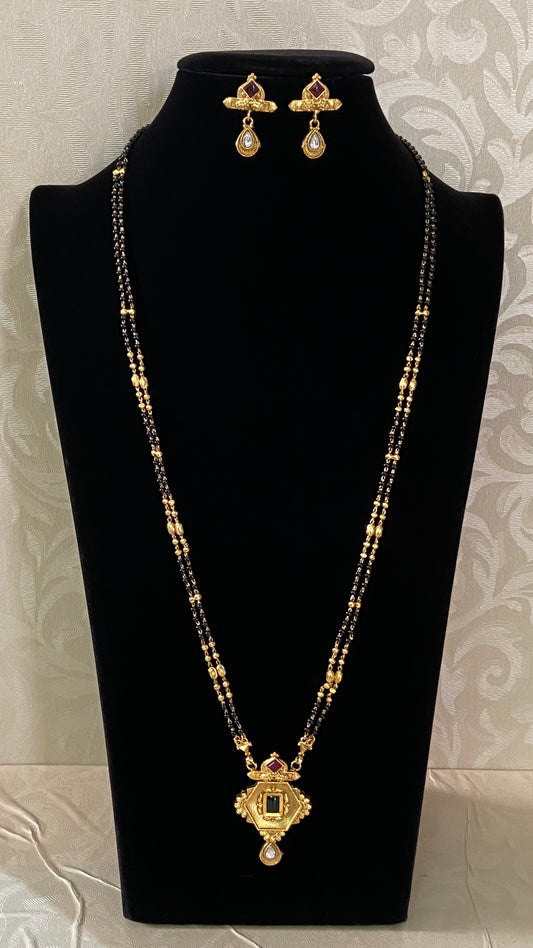 24” long mangalsutra | Black beads necklace