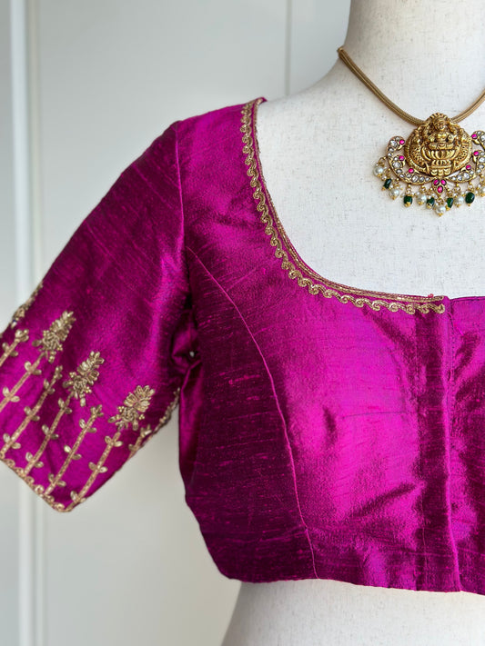 Pure Rawsilk embroidery blouse | Readymade embroidery blouses in USA