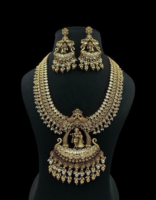 Grand antique kundan long necklace |