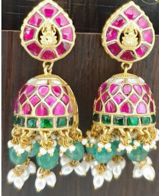Jadau Kundan Jumki Earrings | Traditional Indian Jewelry