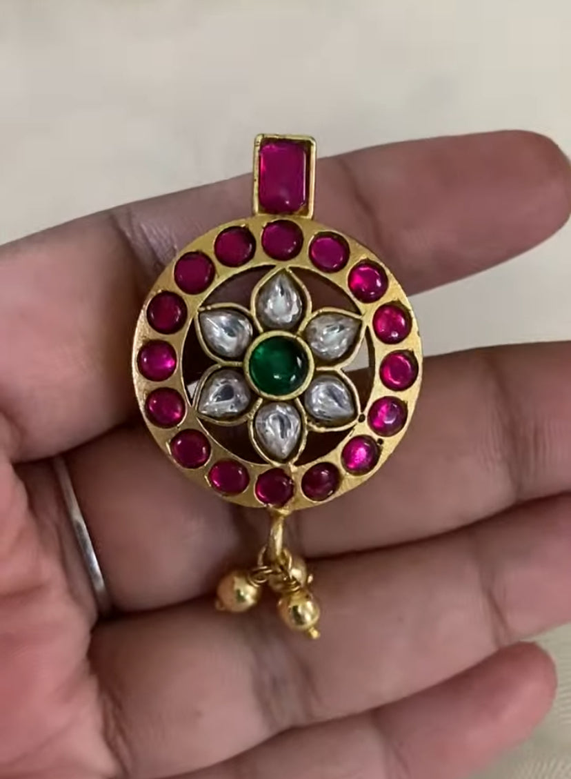 Long Jadau Kundan Bottu Mala Necklace Set | Traditional Vaddanam | Multi Purpose Necklace