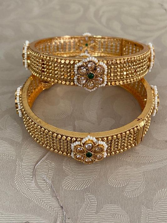 Antique Kundan Openable Bangles | Traditional Bangles