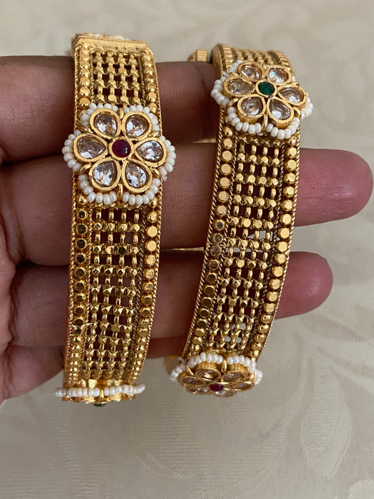 Antique Kundan Openable Bangles | Traditional Bangles