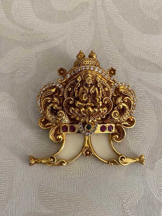 Antique CZ Lakshmi Tiger Nail Pendant | Indian Traditional Puligoru