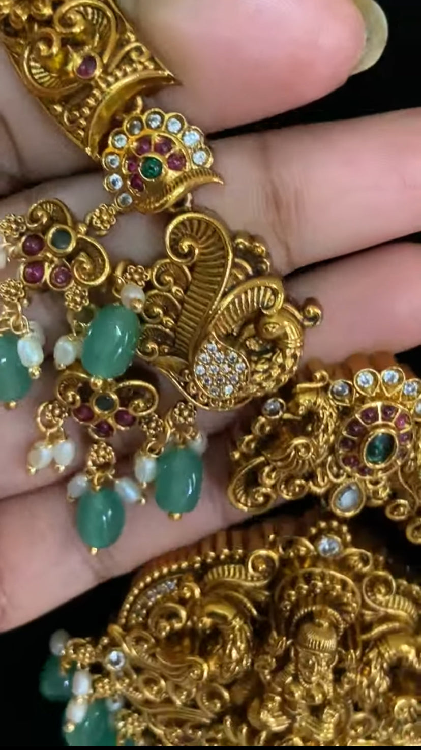 Antique Nakshi Lakshmi Kante With Earrings | Traditional Bridal Necklace