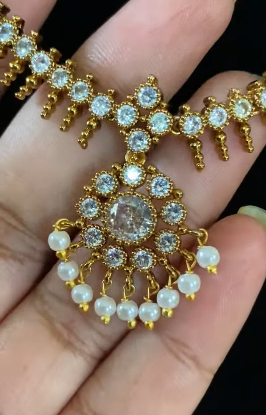 CZ Necklace With Earrings | Indian Jewelry In USA
