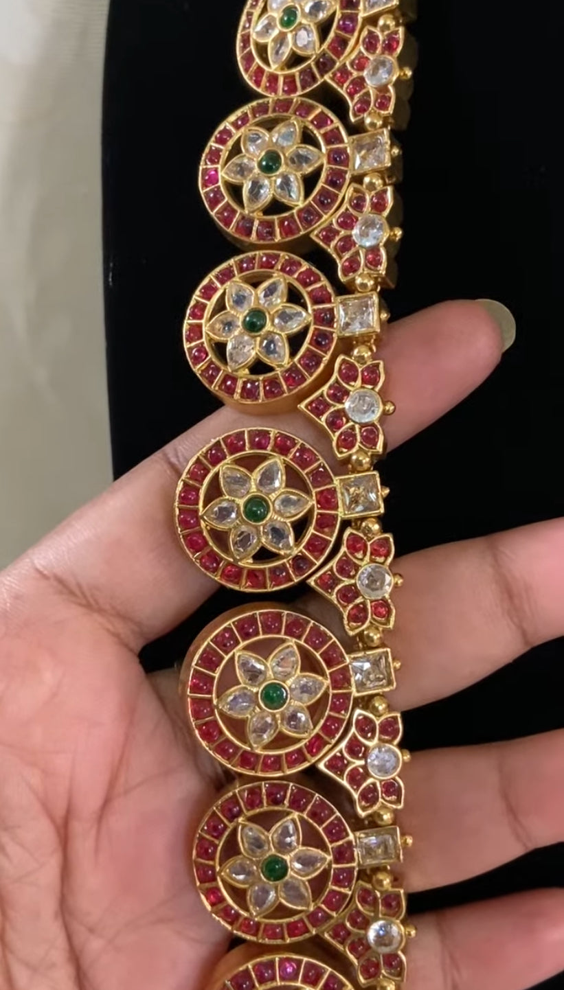 Kemp Bottu Mala Necklace With Earrings | Indian Traditional Necklace