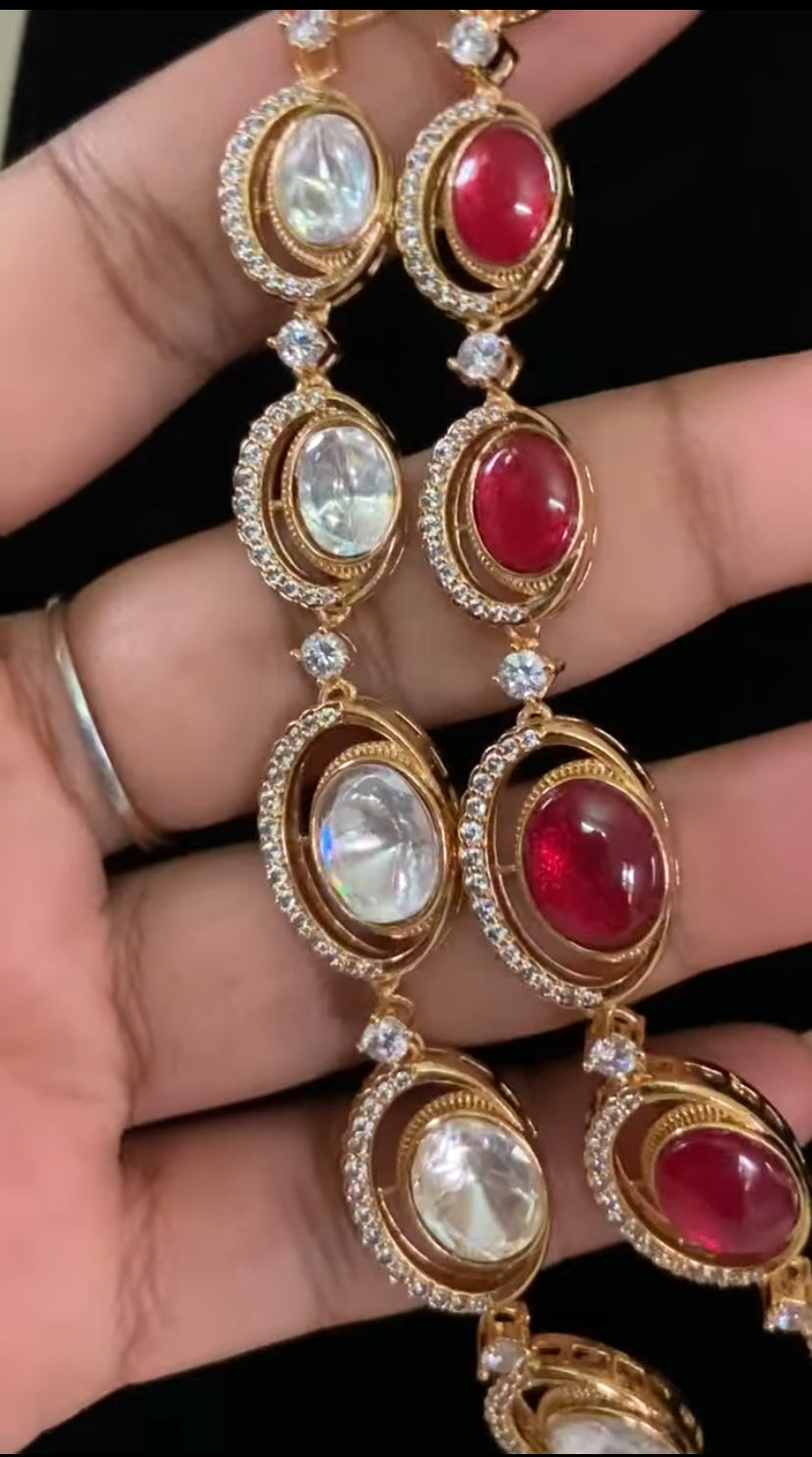 Victorian AD Polki Kundan Necklace Eith Earrings | Indian Jewelry In USA | Gift Idea