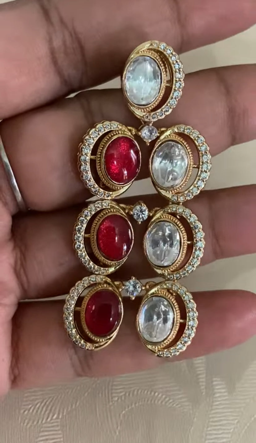 Victorian AD Polki Kundan Necklace Eith Earrings | Indian Jewelry In USA | Gift Idea
