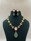 Natural stones Fusion Necklace With Earrings | Latest Indian jewelry | Gift Idea