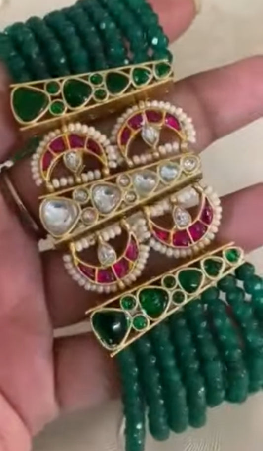 Jadau Kundan Pendant Beads Choker Set |