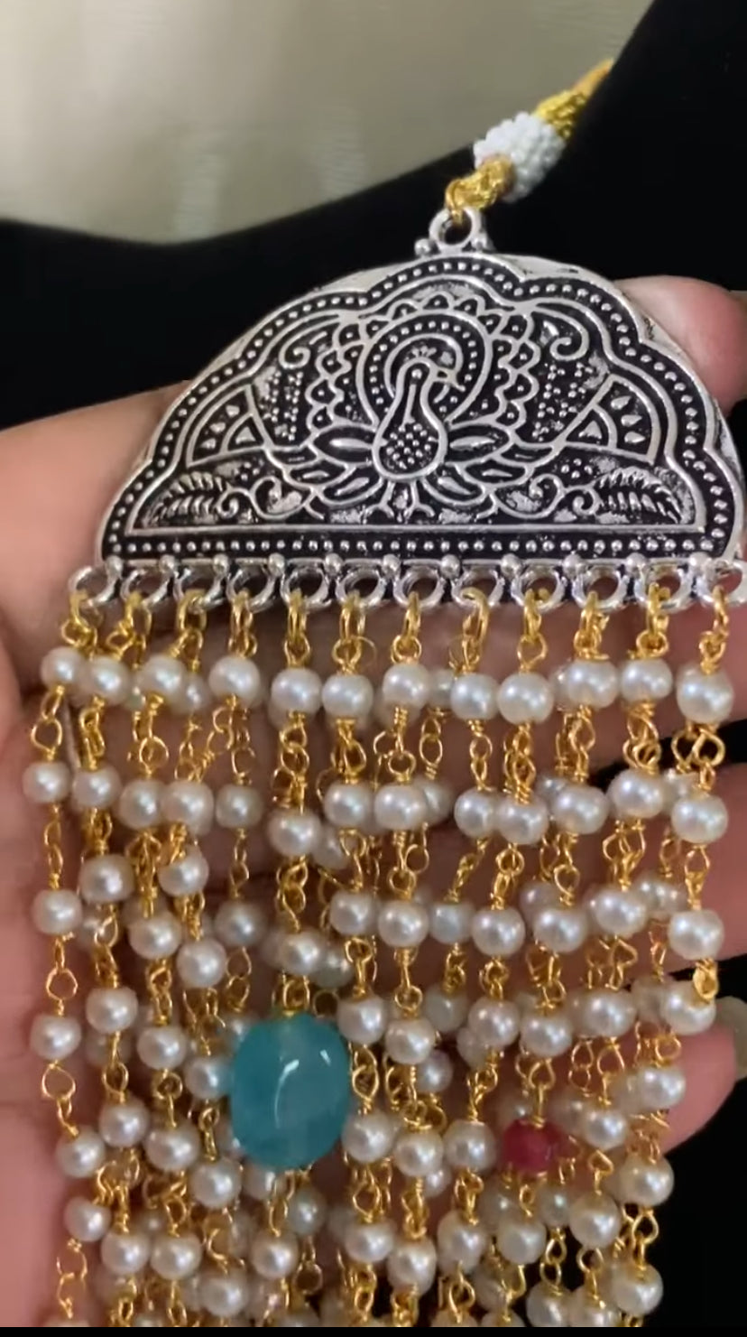 Pearl & Navratttan Beads Multi Layer Necklace | Indian Necklace In USA