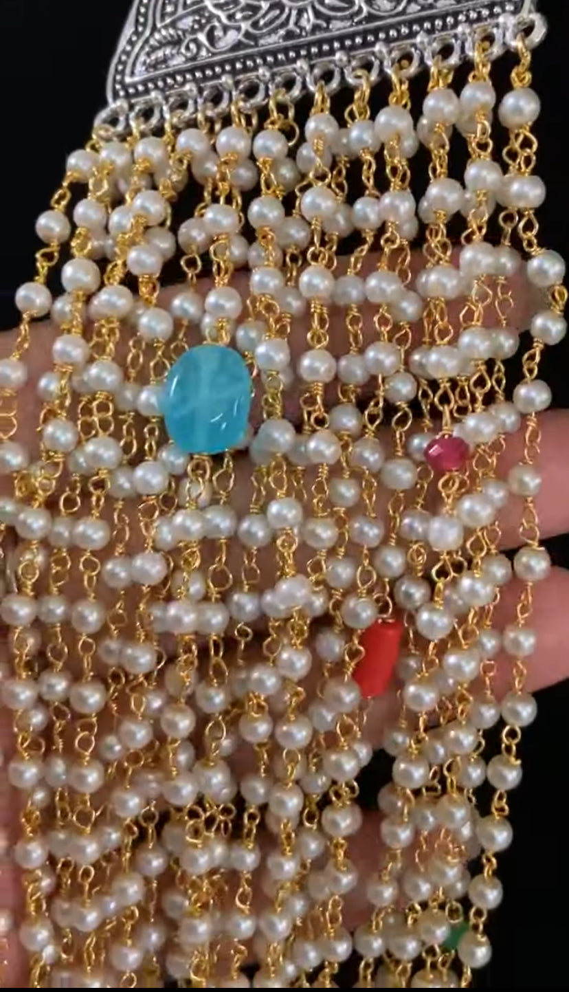 Pearl & Navratttan Beads Multi Layer Necklace | Indian Necklace In USA